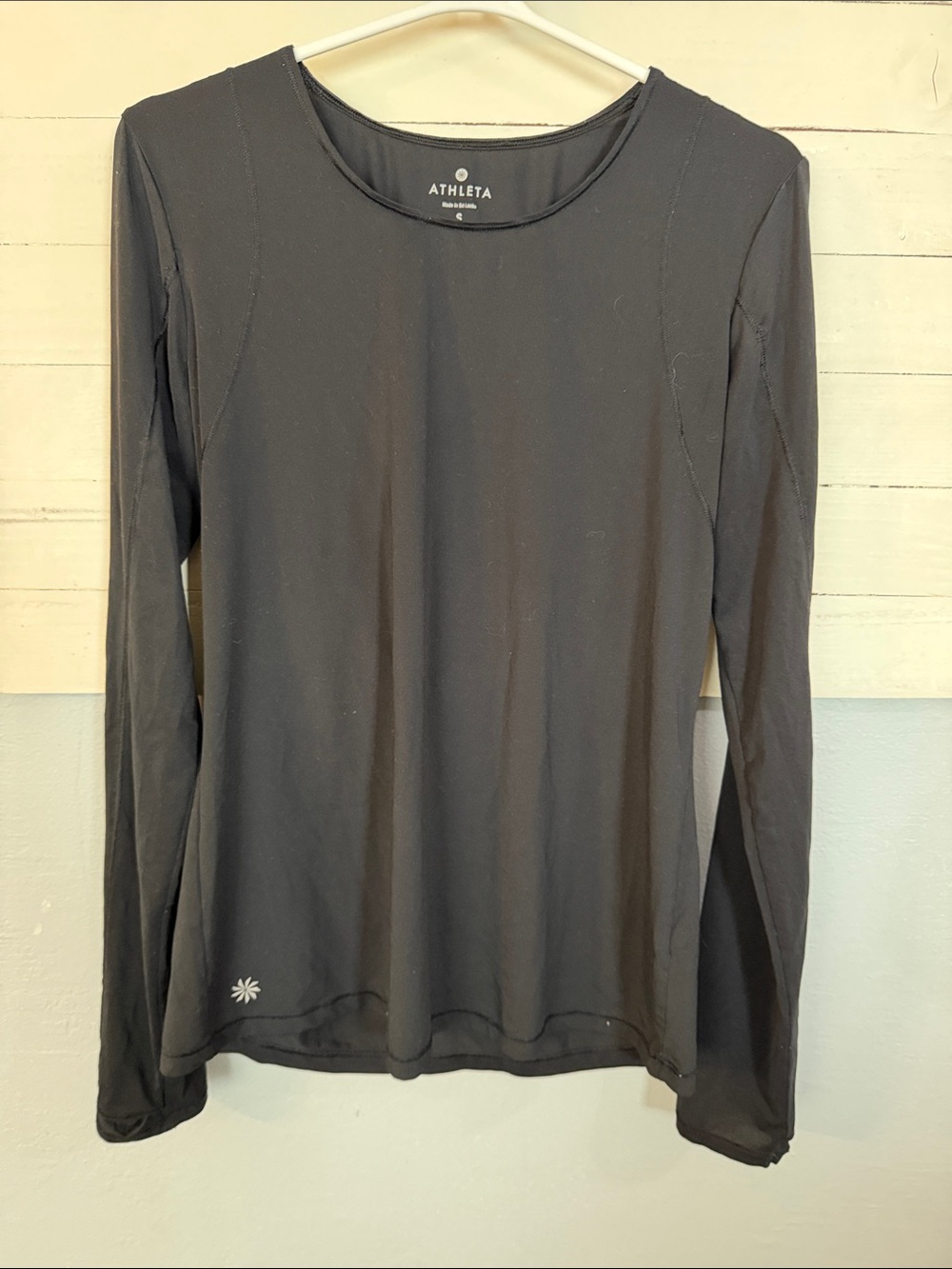 Athleta Black Long Sleeve Crew Active Top